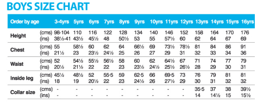 Baby Clothes Size Chart Uk