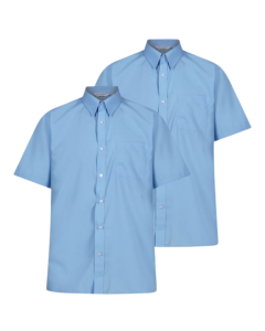 Boys Short Sleeve School Shirts- Blue