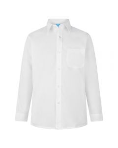 Boys long sleeve school shirt front - white