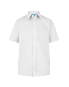 Boys short sleeve school shirt front - white