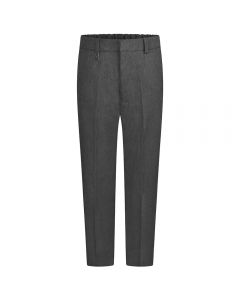 Boys Zip Up School Trousers front- Grey 