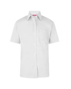 Girls short sleeve school blouse front - white