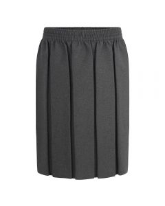 Girls Box Pleat School Skirt- Grey