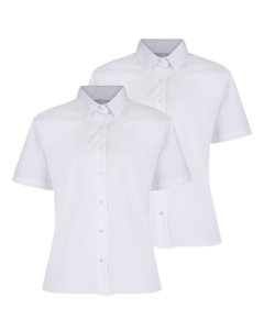 Girls Short Sleeve School Blouse- White