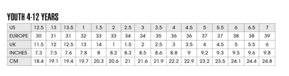 paul green size chart